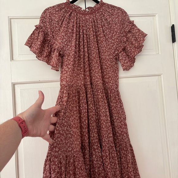 Ulla Johnson Clay Doris Dress Tiered Ruffle Vine Floral Print Size 2 - Picture 11 of 16